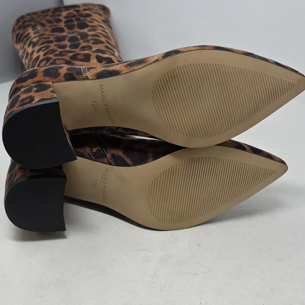 Marc Fisher Leopard Print Knee-High Boots Size 7.5